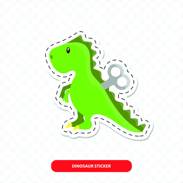 Vector image. Children's sticker of a cute dinosaur.