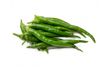 Green hot pepper on a white background