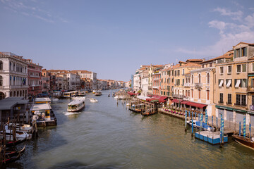Panoramic view of Grand Canal (Canal Grande) from Rialto Bridge