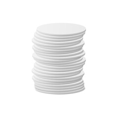 White beer coasters or mats in stack, realistic vector illustration isolated.