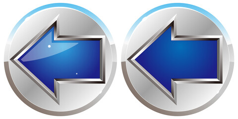 銀青の左向き矢印のボタンアイコンオンオフ