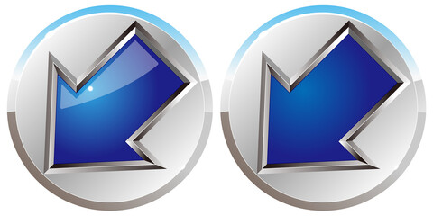 銀青の左下向き矢印のボタンアイコンオンオフ