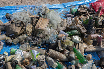 waste materials cleaned out from red sea, Jeddah, Saudi Arabia, 2019