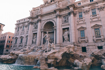 Obraz na płótnie Canvas Panoramic view of Trevi Fountain in the Trevi district in Rome