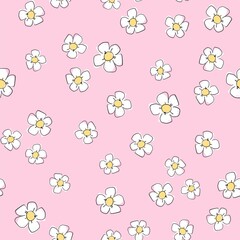 Flowers background print for textile. The drawn beautiful illustration for the fabric. Design ornament pattern seamless. vector illustration