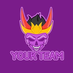 mascot skull logo design vector with concept style for badge, esports team, emblem and t shirt printing. inspired by cartoon characters