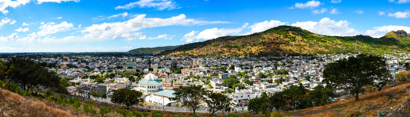 panoramic view of port louis on mauritius island