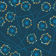 Dandelion blowing vector floral seamless pattern.