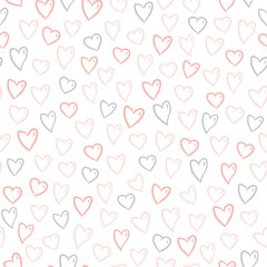 Love Heart Hand Drawn Seamless Pattern Valentines Day Background Peach