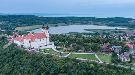 Obraz premium Aerial photo the Benedictine monastery of Tihany