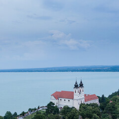 Naklejka premium Aerial photo the Benedictine monastery of Tihany