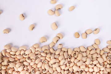 Blackeye beans horizontal line frame border copy text space on white background