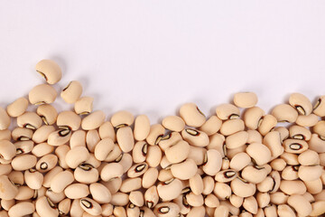 Blackeye beans horizontal line frame border copy text space on white background