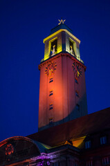 Watch tower iluminated at night