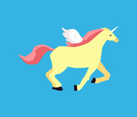 A fairytale horse pegasus running at a gallop a vector illustration