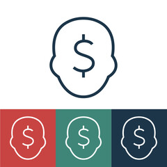 Linear vector icon with monetary thinking