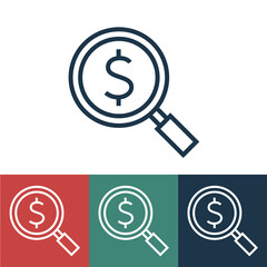 Linear vector icon with study of finance