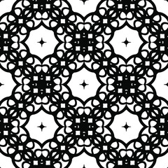 Geometric vector pattern with triangular elements. Seamless abstract ornament for wallpapers and backgrounds. Black and white colors.