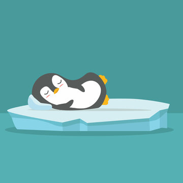 recommend clip art: Cute penguin Sleeping on ice floe vector background