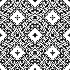 Geometric vector pattern with triangular elements. Seamless abstract ornament for wallpapers and backgrounds. Black and white colors.