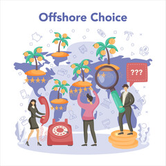 Offshore choice concept. Professional businessman help with financial
