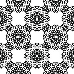 Geometric vector pattern with triangular elements. Seamless abstract ornament for wallpapers and backgrounds. Black and white colors.