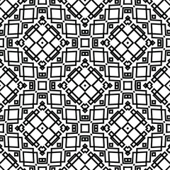 Geometric vector pattern with triangular elements. Seamless abstract ornament for wallpapers and backgrounds. Black and white colors.