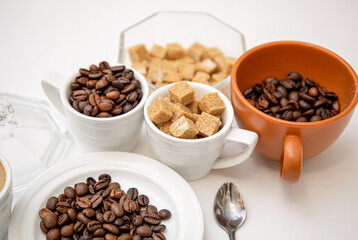 coffee beans and cup. Coffee beans. 