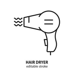 Hair dryer line icon. Barbershop concept design. Editable stroke. Vector illustration.