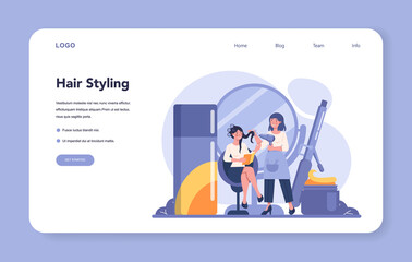 Hairdresser web banner or landing page. Idea of hair care