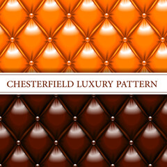 Chesterfield luxury shiny leather pattern orange and chocolate