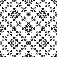 Geometric vector pattern with triangular elements. Seamless abstract ornament for wallpapers and backgrounds. Black and white colors.
