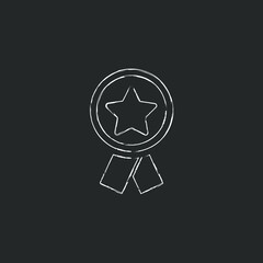Award with star, winner award vector chalk icon