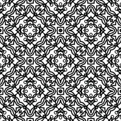 Geometric vector pattern with triangular elements. Seamless abstract ornament for wallpapers and backgrounds. Black and white colors.
