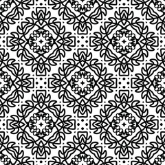 Geometric vector pattern with triangular elements. Seamless abstract ornament for wallpapers and backgrounds. Black and white colors.