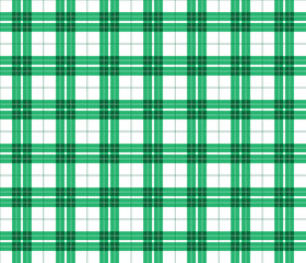 Gingham green checkered seamless pattern. Plaid repeat design background. EPS10 vector illustration, CMYK redy to print.