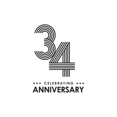 34th year celebrating anniversary logo design template