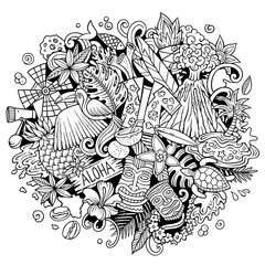 Hawaii hand drawn cartoon doodle illustration.
