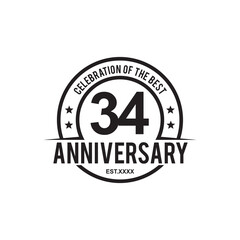 Obraz premium 34th year celebrating anniversary logo design template