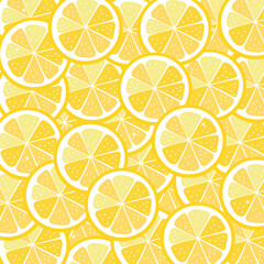 Fresh lemons background.Seamless lemon fruit pattern illustration, yellow background.Decorative illustration, good for printing. Spring, Summer Concept Background.