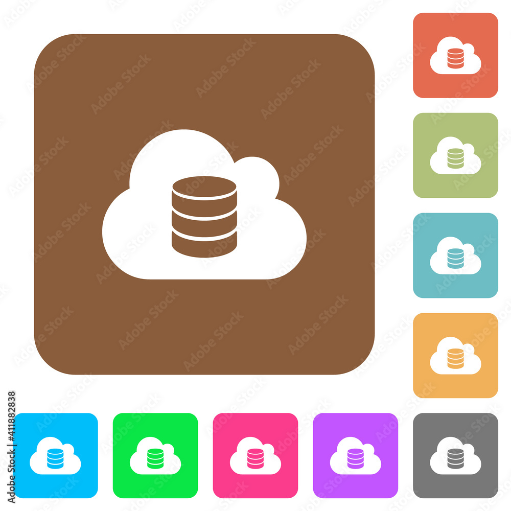 Aufkleber cloud database rounded square flat icons