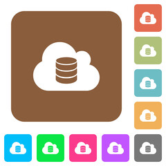 Cloud database rounded square flat icons