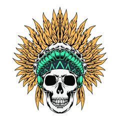 indiana skull head vector illustration