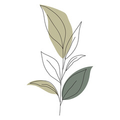 Palm leaf line art. Contour drawing. Minimalism art. Modern decor. Wall art.