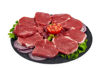 Fresh raw meat isolated on white background