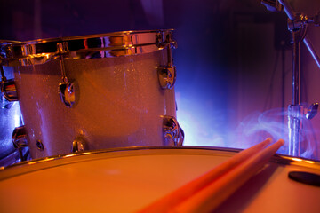 Drums in concert - on stage - in LED lights