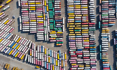2021 Jan 5,Hong Kong.Large number of colorful coaches are parked in the parking lot.