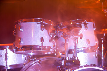 Drums in concert - on stage - in LED lights