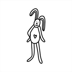  The Easter bunny. Hand drawn vector illustration in doodle style