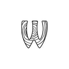 W Letter Wood Texture logo art vector design